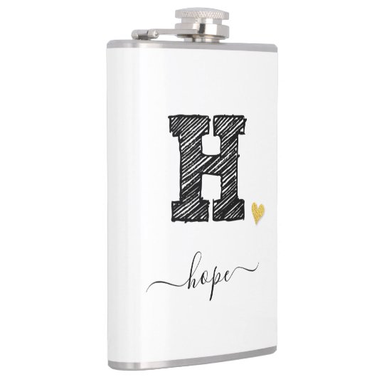 Retro Sketch Monogram Letter H, Flask Flachmann (Rechts)