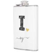 Retro Sketch Monogram Letter I, Flask Flachmann (Links)