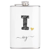 Retro Sketch Monogram Letter I, Flask Flachmann (Vorderseite)
