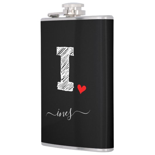 Retro Sketch Monogram Letter I, Flask Flachmann (Links)