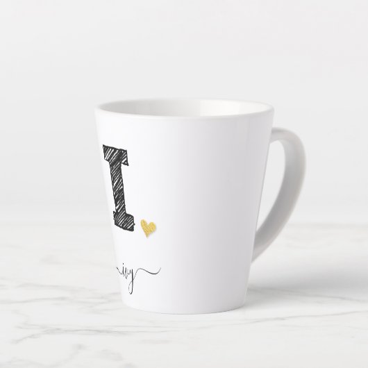Retro Sketch Monogram Letter I, Latte Tasse (Rechte Ecke)