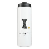 Retro Sketch Monogram Letter I, Thermal Tumbler Thermosbecher (Vorderseite)