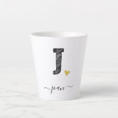 Retro Sketch Monogram Letter J, Latte Tasse (Vorderseite)
