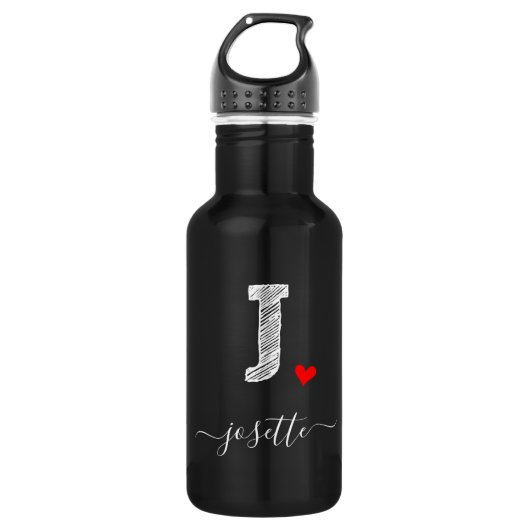 Retro Sketch Monogram Letter J, Water Flasche Edelstahlflasche (Vorderseite)