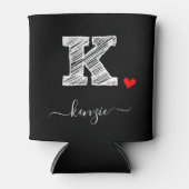 Retro Sketch Monogram Letter K, Can Cooler Dosenkühler (Vorderseite)