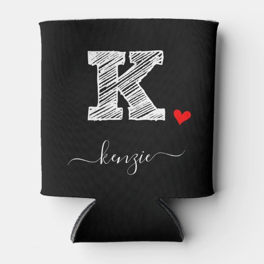 Retro Sketch Monogram Letter K, Can Cooler Dosenkühler (Vorderseite)