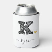 Retro Sketch Monogram Letter K, Can Cooler Dosenkühler (Kanne Vorderseite)