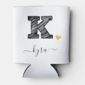 Retro Sketch Monogram Letter K, Can Cooler Dosenkühler (Vorderseite)