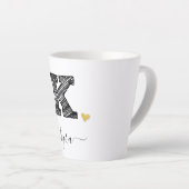 Retro Sketch Monogram Letter K, Latte Tasse (Rechte Ecke)