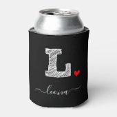 Retro Sketch Monogram Letter L, Can Cooler Dosenkühler (Kanne Vorderseite)