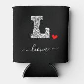 Retro Sketch Monogram Letter L, Can Cooler Dosenkühler (Vorderseite)