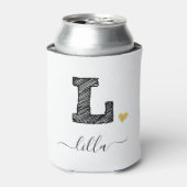 Retro Sketch Monogram Letter L, Can Cooler Dosenkühler (Kanne Vorderseite)