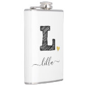 Retro Sketch Monogram Letter L, Flask Flachmann (Rechts)