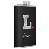 Retro Sketch Monogram Letter L, Flask Flachmann (Rechts)