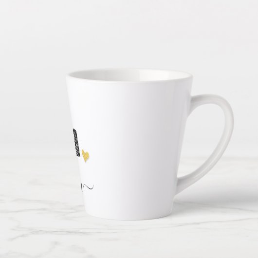 Retro Sketch Monogram Letter L, Latte Tasse (Rechts)