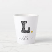 Retro Sketch Monogram Letter L, Latte Tasse (Vorderseite)