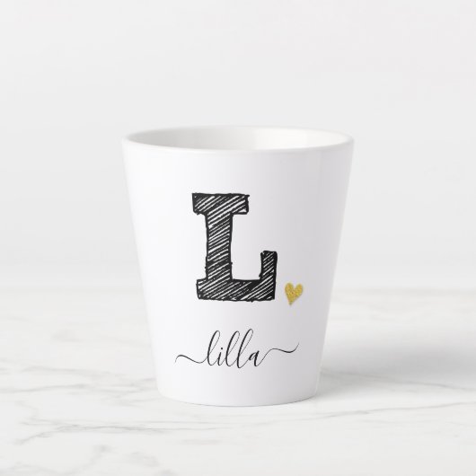 Retro Sketch Monogram Letter L, Latte Tasse (Vorderseite)
