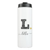 Retro Sketch Monogram Letter L, Thermal Tumbler Thermosbecher (Vorderseite)