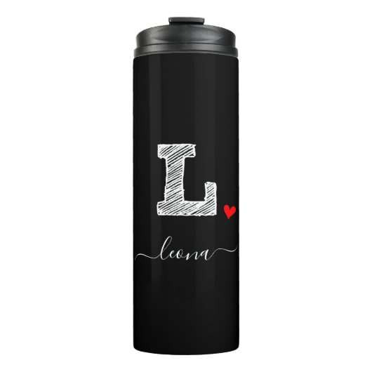 Retro Sketch Monogram Letter L, Thermal Tumbler Thermosbecher (Vorderseite)
