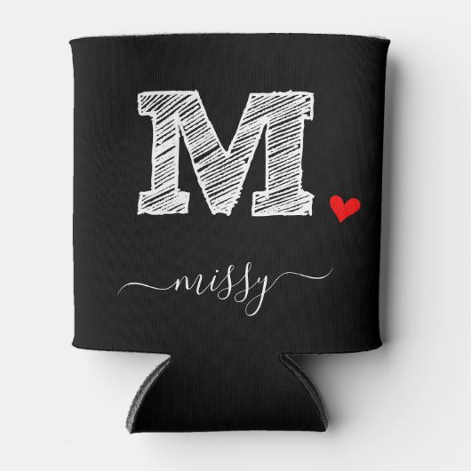 Retro Sketch Monogram Letter M, Can Cooler Dosenkühler (Vorderseite)