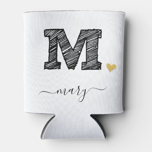 Retro Sketch Monogram Letter M, Can Cooler Dosenkühler (Vorderseite)