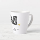 Retro Sketch Monogram Letter M, Latte Tasse (Rechte Ecke)