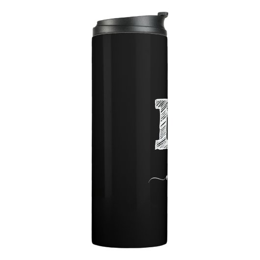 Retro Sketch Monogram Letter M, Thermal Tumbler Thermosbecher (Nach links gedreht)
