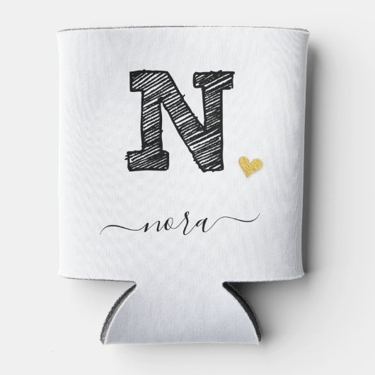 Retro Sketch Monogram Letter N, Can Cooler Dosenkühler (Vorderseite)