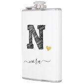 Retro Sketch Monogram Letter N, Flask Flachmann (Links)