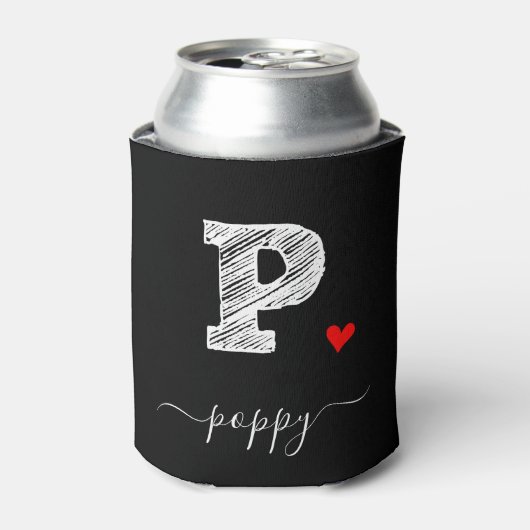 Retro Sketch Monogram Letter P, Can Cooler Dosenkühler (Kanne Vorderseite)