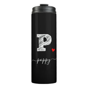 Retro Sketch Monogram Letter P, Thermal Tumbler Thermosbecher