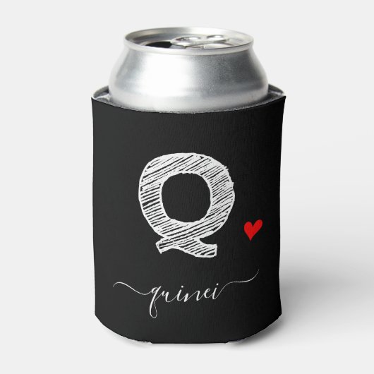 Retro Sketch Monogram Letter Q, Can Cooler Dosenkühler (Kanne Vorderseite)