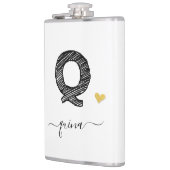 Retro Sketch Monogram Letter Q, Flask Flachmann (Links)
