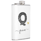 Retro Sketch Monogram Letter Q, Flask Flachmann (Rechts)