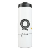 Retro Sketch Monogram Letter Q, Thermal Tumbler Thermosbecher (Vorderseite)