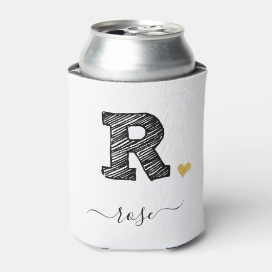Retro Sketch Monogram Letter R, Can Cooler Dosenkühler (Kanne Vorderseite)
