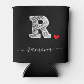 Retro Sketch Monogram Letter R, Can Cooler Dosenkühler (Vorderseite)