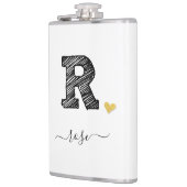 Retro Sketch Monogram Letter R, Flask Flachmann (Links)