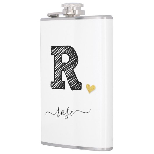Retro Sketch Monogram Letter R, Flask Flachmann (Links)