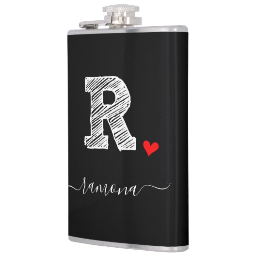 Retro Sketch Monogram Letter R, Flask Flachmann (Links)