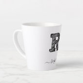 Retro Sketch Monogram Letter R, Latte Tasse (Linke Ecke)
