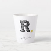 Retro Sketch Monogram Letter R, Latte Tasse (Vorderseite)