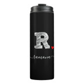 Retro Sketch Monogram Letter R, Thermal Tumbler Thermosbecher (Vorderseite)
