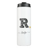 Retro Sketch Monogram Letter R, Thermal Tumbler Thermosbecher (Vorderseite)