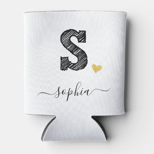 Retro Sketch Monogram Letter S, Can Cooler Dosenkühler (Vorderseite)
