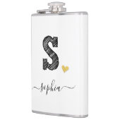 Retro Sketch Monogram Letter S, Flask Flachmann (Links)