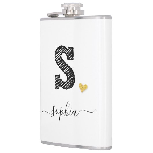 Retro Sketch Monogram Letter S, Flask Flachmann (Links)