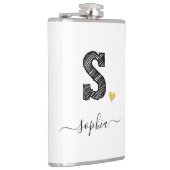 Retro Sketch Monogram Letter S, Flask Flachmann (Rechts)