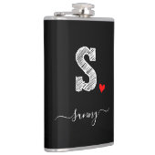Retro Sketch Monogram Letter S, Flask Flachmann (Rechts)