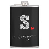 Retro Sketch Monogram Letter S, Flask Flachmann (Vorderseite)